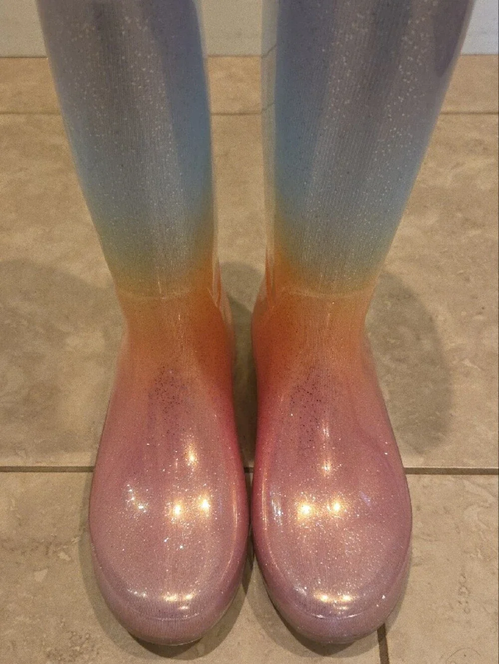 Cat & Jack Girls Rainbow Ombre Glitter Rain Boots